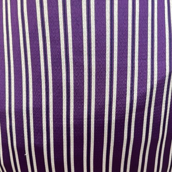 Banana Republic Skirt size 12 Purple White Striped Satin Asymmetrical Career - Picture 5 of 8